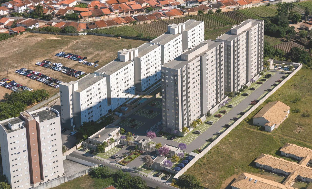Vista aérea das duas torres do Residencial Tibre em Taubaté